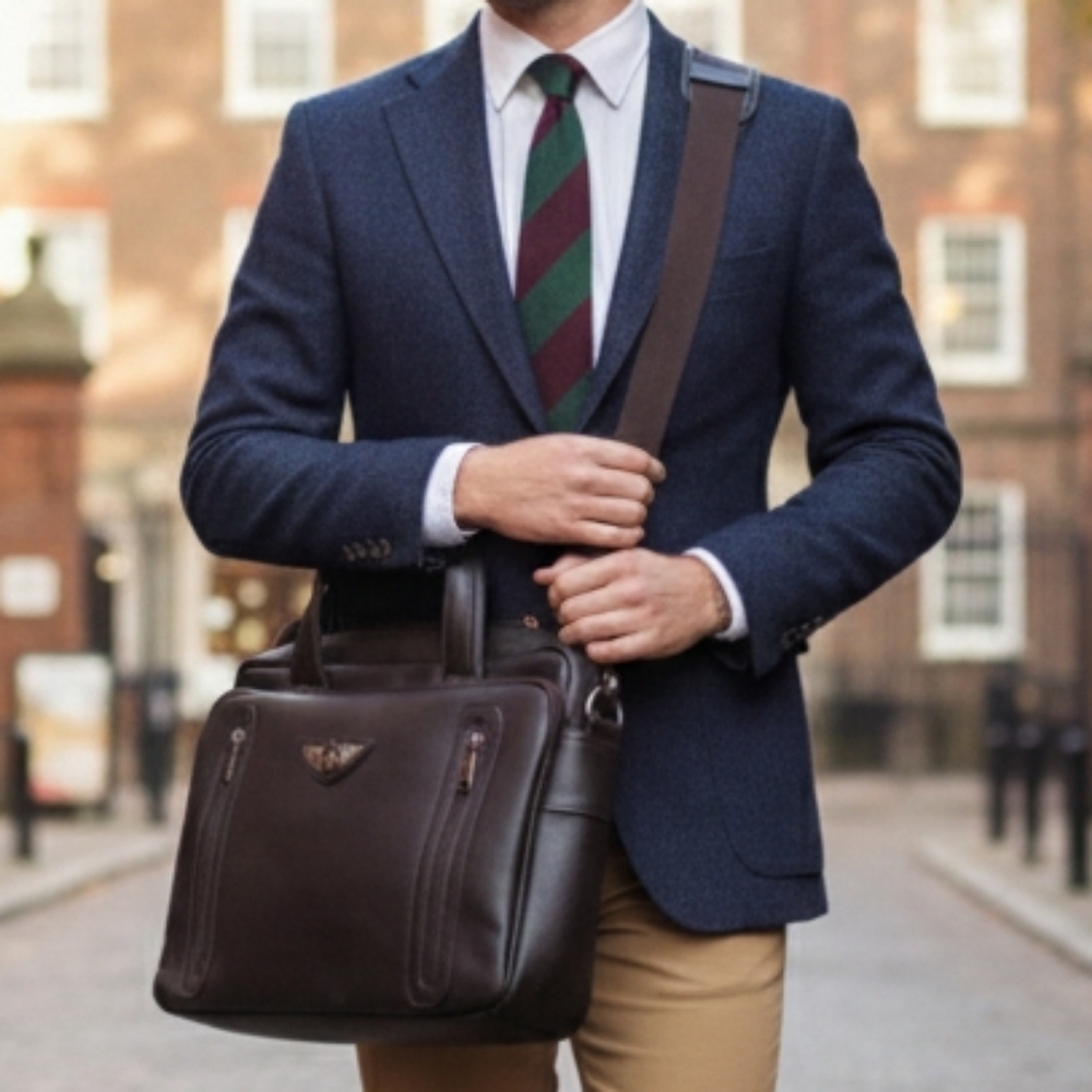 NWOT Santino Old Money Modern Academic Office Travel Faux Leather Laptop Bag
